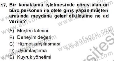 Turizm Pazarlaması Dersi 2013 - 2014 Yılı (Final) Dönem Sonu Sınav Soruları 17. Soru