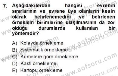 Turizm Pazarlaması Dersi 2013 - 2014 Yılı (Final) Dönem Sonu Sınav Soruları 7. Soru