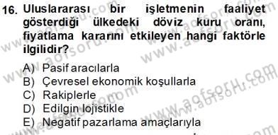 Turizm Pazarlaması Dersi 2013 - 2014 Yılı Tek Ders Sınav Soruları 16. Soru