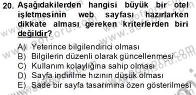 Turizm Pazarlaması Dersi 2013 - 2014 Yılı Tek Ders Sınav Soruları 20. Soru