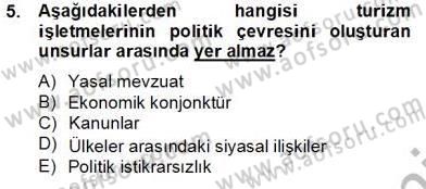 Turizm Pazarlaması Dersi 2013 - 2014 Yılı Tek Ders Sınav Soruları 5. Soru