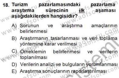 Turizm Pazarlaması Dersi 2014 - 2015 Yılı (Vize) Ara Sınav Soruları 18. Soru