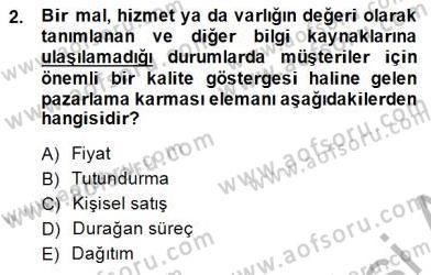 Turizm Pazarlaması Dersi 2014 - 2015 Yılı (Vize) Ara Sınav Soruları 2. Soru