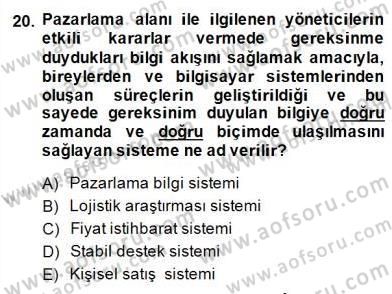Turizm Pazarlaması Dersi 2014 - 2015 Yılı (Vize) Ara Sınav Soruları 20. Soru