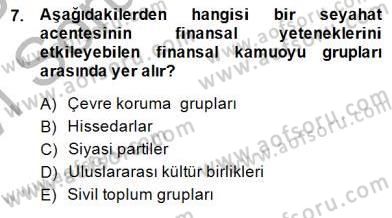 Turizm Pazarlaması Dersi 2014 - 2015 Yılı (Vize) Ara Sınav Soruları 7. Soru