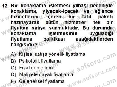 Turizm Pazarlaması Dersi 2014 - 2015 Yılı (Final) Dönem Sonu Sınav Soruları 12. Soru