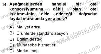 Turizm Pazarlaması Dersi 2014 - 2015 Yılı (Final) Dönem Sonu Sınav Soruları 14. Soru