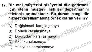 Turizm Pazarlaması Dersi 2014 - 2015 Yılı (Final) Dönem Sonu Sınav Soruları 17. Soru