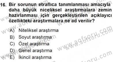 Turizm Pazarlaması Dersi 2015 - 2016 Yılı (Vize) Ara Sınav Soruları 16. Soru