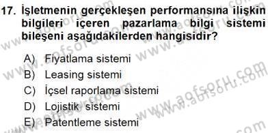 Turizm Pazarlaması Dersi 2015 - 2016 Yılı (Vize) Ara Sınav Soruları 17. Soru