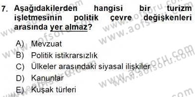 Turizm Pazarlaması Dersi 2015 - 2016 Yılı (Vize) Ara Sınav Soruları 7. Soru