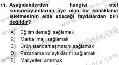 Turizm Pazarlaması Dersi 2015 - 2016 Yılı (Final) Dönem Sonu Sınav Soruları 11. Soru