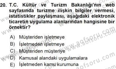 Turizm Pazarlaması Dersi 2015 - 2016 Yılı (Final) Dönem Sonu Sınav Soruları 20. Soru