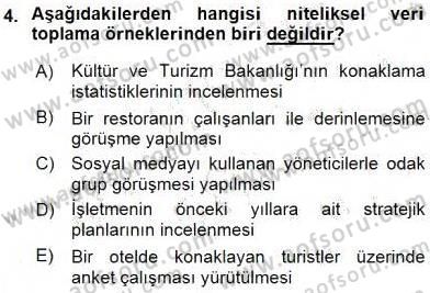 Turizm Pazarlaması Dersi 2015 - 2016 Yılı (Final) Dönem Sonu Sınav Soruları 4. Soru