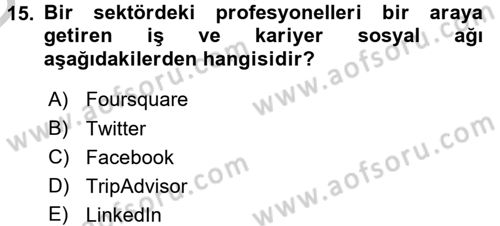 Turizm Pazarlaması Dersi 2016 - 2017 Yılı 3 Ders Sınav Soruları 15. Soru