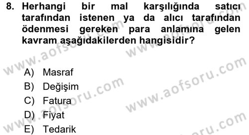 Turizm Pazarlaması Dersi 2016 - 2017 Yılı 3 Ders Sınav Soruları 8. Soru