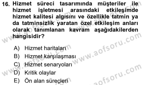 Turizm Pazarlaması Dersi 2016 - 2017 Yılı (Vize) Ara Sınav Soruları 16. Soru