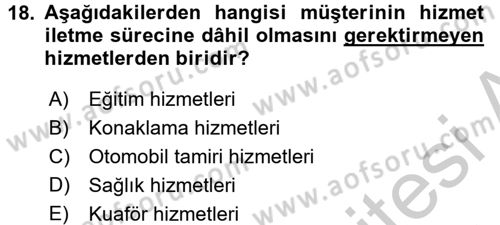 Turizm Pazarlaması Dersi 2016 - 2017 Yılı (Vize) Ara Sınav Soruları 18. Soru