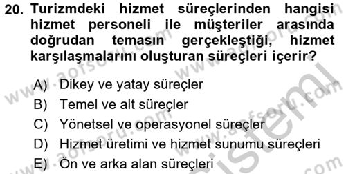 Turizm Pazarlaması Dersi 2016 - 2017 Yılı (Vize) Ara Sınav Soruları 20. Soru