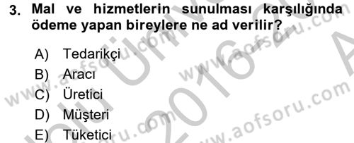 Turizm Pazarlaması Dersi 2016 - 2017 Yılı (Vize) Ara Sınav Soruları 3. Soru