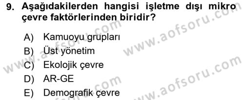 Turizm Pazarlaması Dersi 2016 - 2017 Yılı (Vize) Ara Sınav Soruları 9. Soru