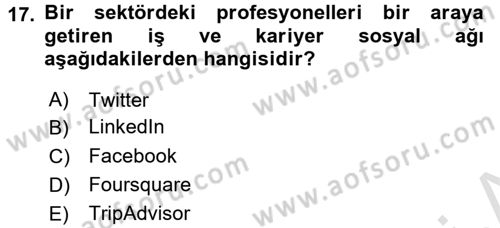 Turizm Pazarlaması Dersi 2016 - 2017 Yılı (Final) Dönem Sonu Sınav Soruları 17. Soru