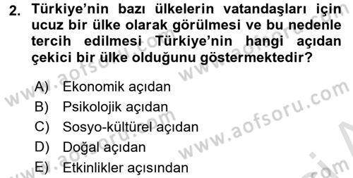 Turizm Pazarlaması Dersi 2016 - 2017 Yılı (Final) Dönem Sonu Sınav Soruları 2. Soru