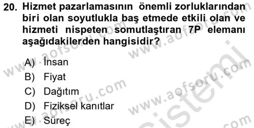 Turizm Pazarlaması Dersi 2016 - 2017 Yılı (Final) Dönem Sonu Sınav Soruları 20. Soru