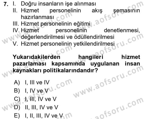 Turizm Pazarlaması Dersi 2016 - 2017 Yılı (Final) Dönem Sonu Sınav Soruları 7. Soru