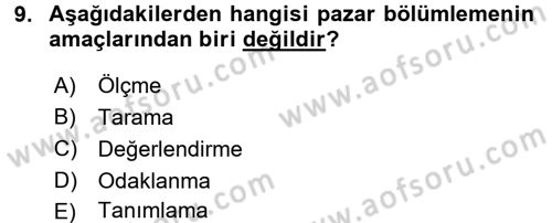 Turizm Pazarlaması Dersi 2016 - 2017 Yılı (Final) Dönem Sonu Sınav Soruları 9. Soru