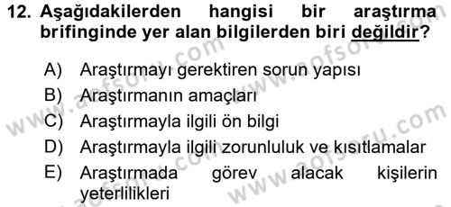 Turizm Pazarlaması Dersi 2017 - 2018 Yılı 3 Ders Sınav Soruları 12. Soru