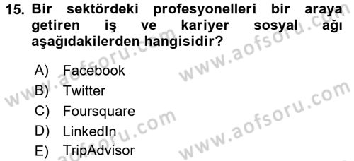 Turizm Pazarlaması Dersi 2017 - 2018 Yılı 3 Ders Sınav Soruları 15. Soru