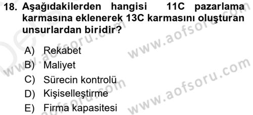 Turizm Pazarlaması Dersi 2017 - 2018 Yılı 3 Ders Sınav Soruları 18. Soru