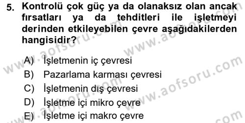 Turizm Pazarlaması Dersi 2017 - 2018 Yılı 3 Ders Sınav Soruları 5. Soru