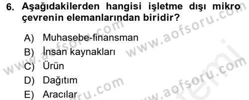 Turizm Pazarlaması Dersi 2017 - 2018 Yılı 3 Ders Sınav Soruları 6. Soru