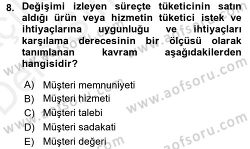 Turizm Pazarlaması Dersi 2017 - 2018 Yılı 3 Ders Sınav Soruları 8. Soru