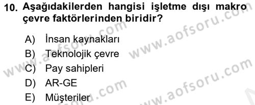 Turizm Pazarlaması Dersi 2017 - 2018 Yılı (Vize) Ara Sınav Soruları 10. Soru