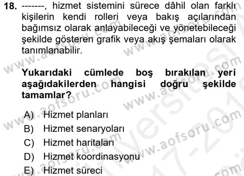 Turizm Pazarlaması Dersi 2017 - 2018 Yılı (Vize) Ara Sınav Soruları 18. Soru