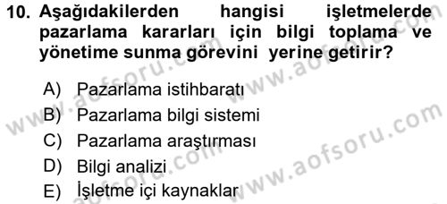 Turizm Pazarlaması Dersi 2017 - 2018 Yılı (Final) Dönem Sonu Sınav Soruları 10. Soru