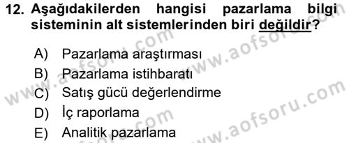 Turizm Pazarlaması Dersi 2017 - 2018 Yılı (Final) Dönem Sonu Sınav Soruları 12. Soru