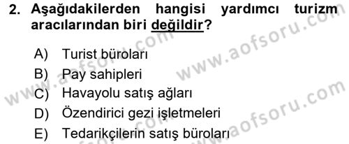 Turizm Pazarlaması Dersi 2017 - 2018 Yılı (Final) Dönem Sonu Sınav Soruları 2. Soru