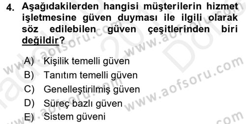 Turizm Pazarlaması Dersi 2017 - 2018 Yılı (Final) Dönem Sonu Sınav Soruları 4. Soru