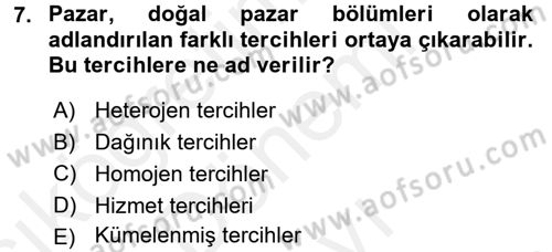 Turizm Pazarlaması Dersi 2017 - 2018 Yılı (Final) Dönem Sonu Sınav Soruları 7. Soru