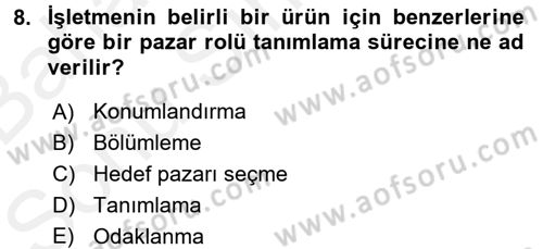 Turizm Pazarlaması Dersi 2017 - 2018 Yılı (Final) Dönem Sonu Sınav Soruları 8. Soru