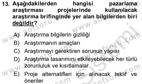 Turizm Pazarlaması Dersi 2018 - 2019 Yılı 3 Ders Sınav Soruları 13. Soru