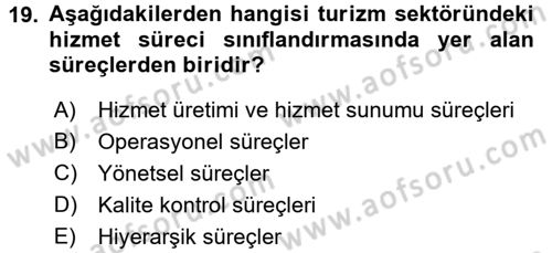Turizm Pazarlaması Dersi 2018 - 2019 Yılı (Vize) Ara Sınav Soruları 19. Soru