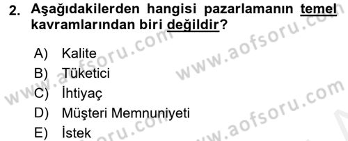 Turizm Pazarlaması Dersi 2018 - 2019 Yılı (Vize) Ara Sınav Soruları 2. Soru