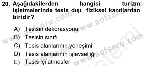 Turizm Pazarlaması Dersi 2018 - 2019 Yılı (Vize) Ara Sınav Soruları 20. Soru