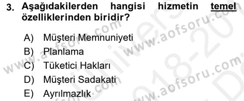 Turizm Pazarlaması Dersi 2018 - 2019 Yılı (Vize) Ara Sınav Soruları 3. Soru