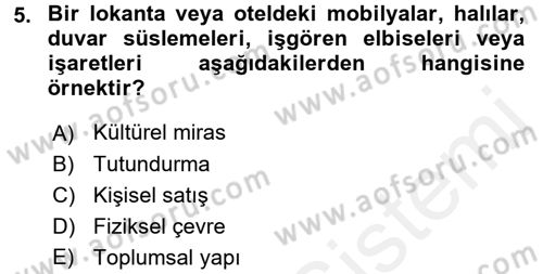 Turizm Pazarlaması Dersi 2018 - 2019 Yılı (Vize) Ara Sınav Soruları 5. Soru